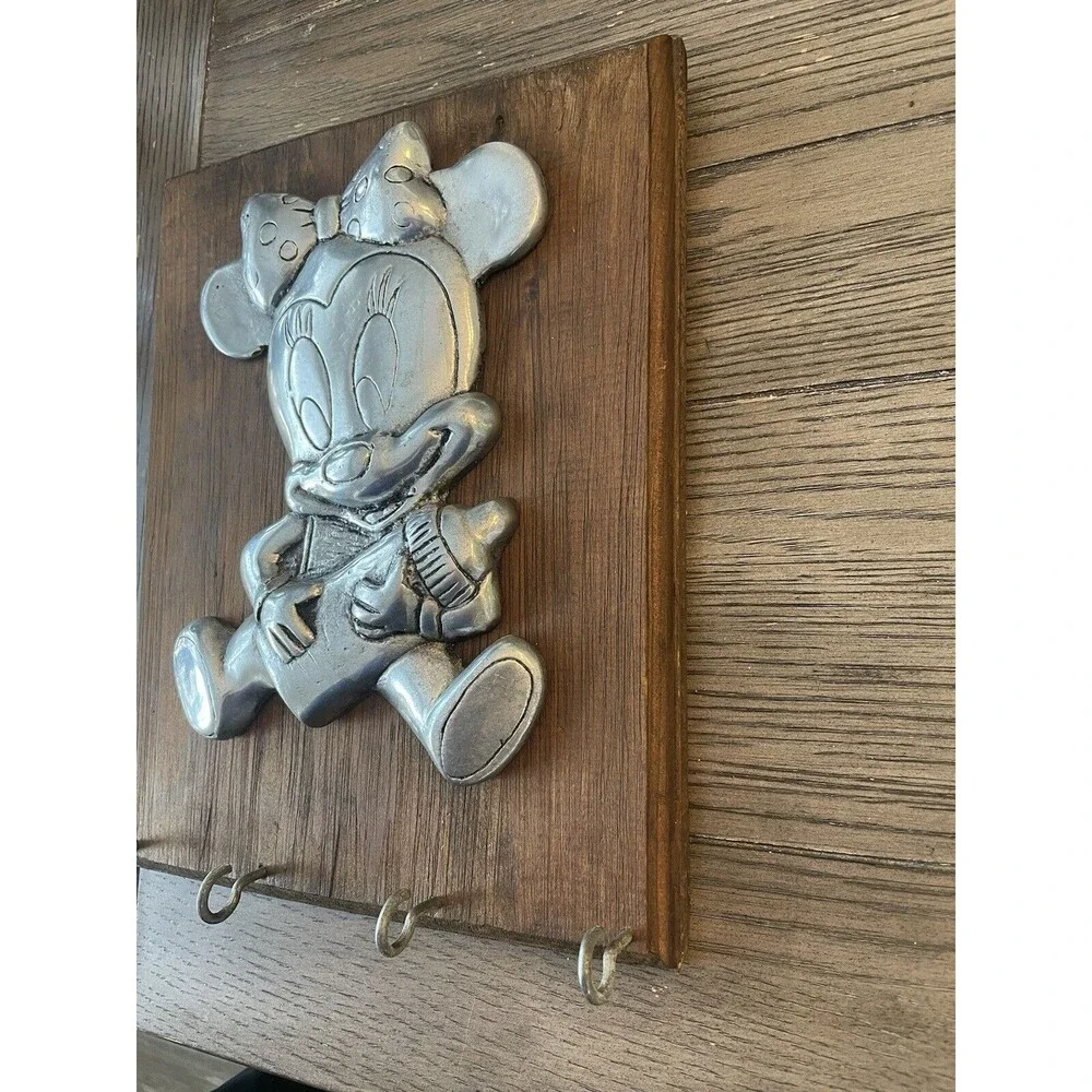 Vintage Disney baby minnie mouse pewter Wood Frame Nursery RARE Find 11x9